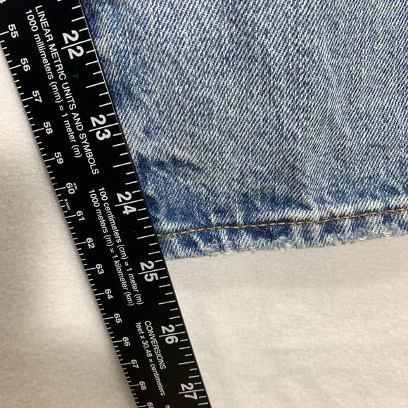 American Eagle Jeans Mens 36x30 Slim Straight Leg Medium Blue Denim Distressed - Picture 3 of 9